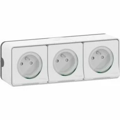 Triple Prises PC 2P+T Horiz. Précâblée Saillie Mureva Styl MUR36039 Blanc