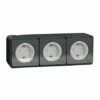 Triple Prises PC 2P+T Schuko Horiz Précâblées Saillie Mureva Styl MUR36038 Gris -Schneider Electric Soldes triple prises pc 2pt schuko horiz precablees saillie mureva styl mur36038 gris